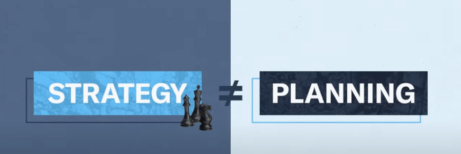 The words "Strategy" and "Planning" and a sign between them for "does not equal"